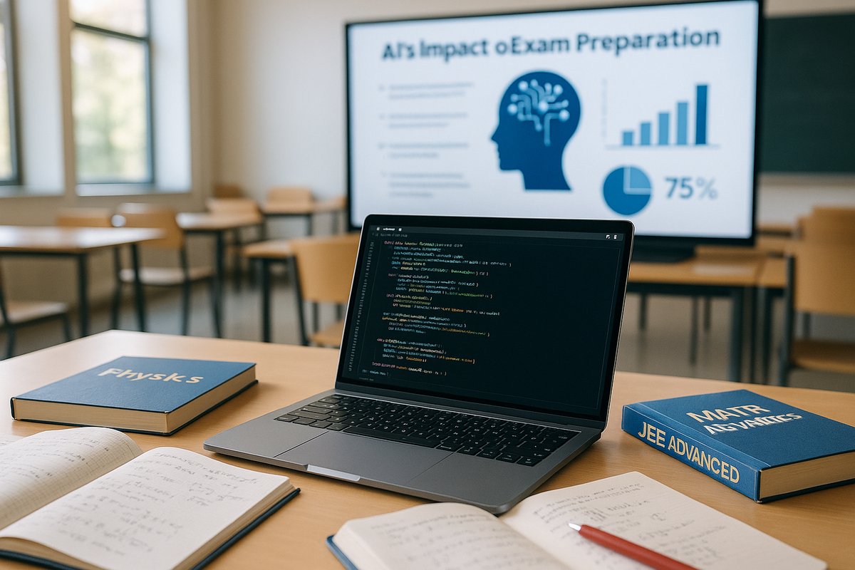 Modern classroom with tech integration for AI in JEE Advanced 2026 exam preparation.